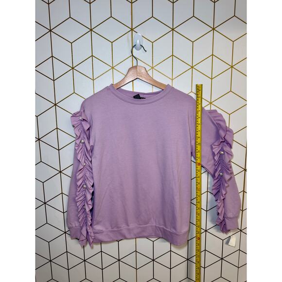 Timing Ruffle Sleeve Lilac Pullover Sweatshirt Women’s Size S - Picture 1 of 5